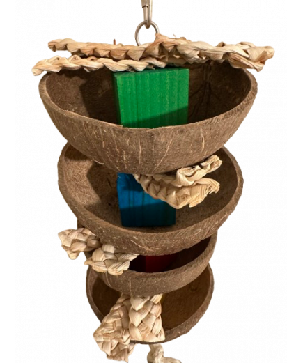 Parrot-Supplies Quadruple Coconut Halfs Forageing Fun Parrot Toy Parrot-Supplies Quadruple Coconut Halfs Forageing Fun Parrot Toy